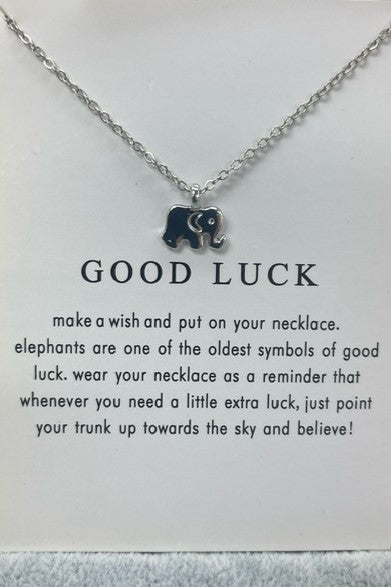 Good Luck Make A Wish Necklace Elephant Sterling Silver