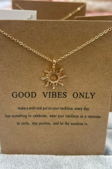 Good Vibes Only Make A Wish Necklace Beaming Sun Gold