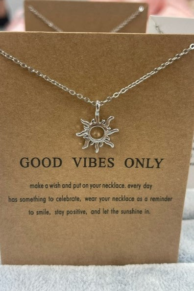 Good Vibes Only Make A Wish Necklace Beaming Sun Sterling Silver