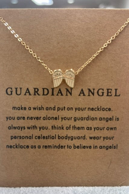 Guardian Angel Make A Wish Necklace Angel Wings Gold