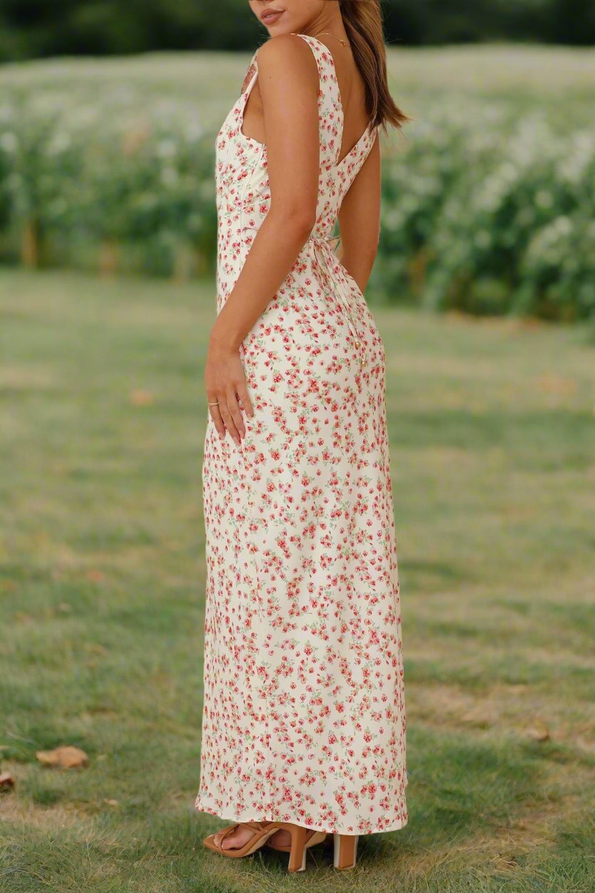 Holly Cream and Pink Floral Maxi Dress