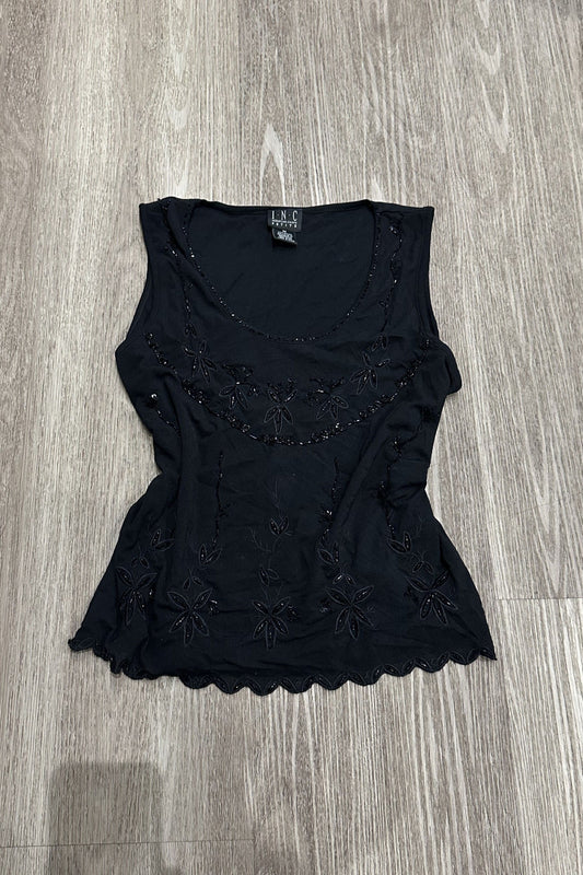 Vintage I.N.C Beaded Tank Top Black