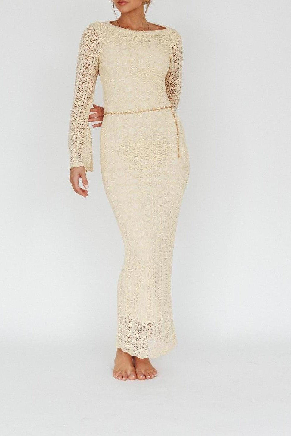 Jazmin Maxi Dress Crochet Cream