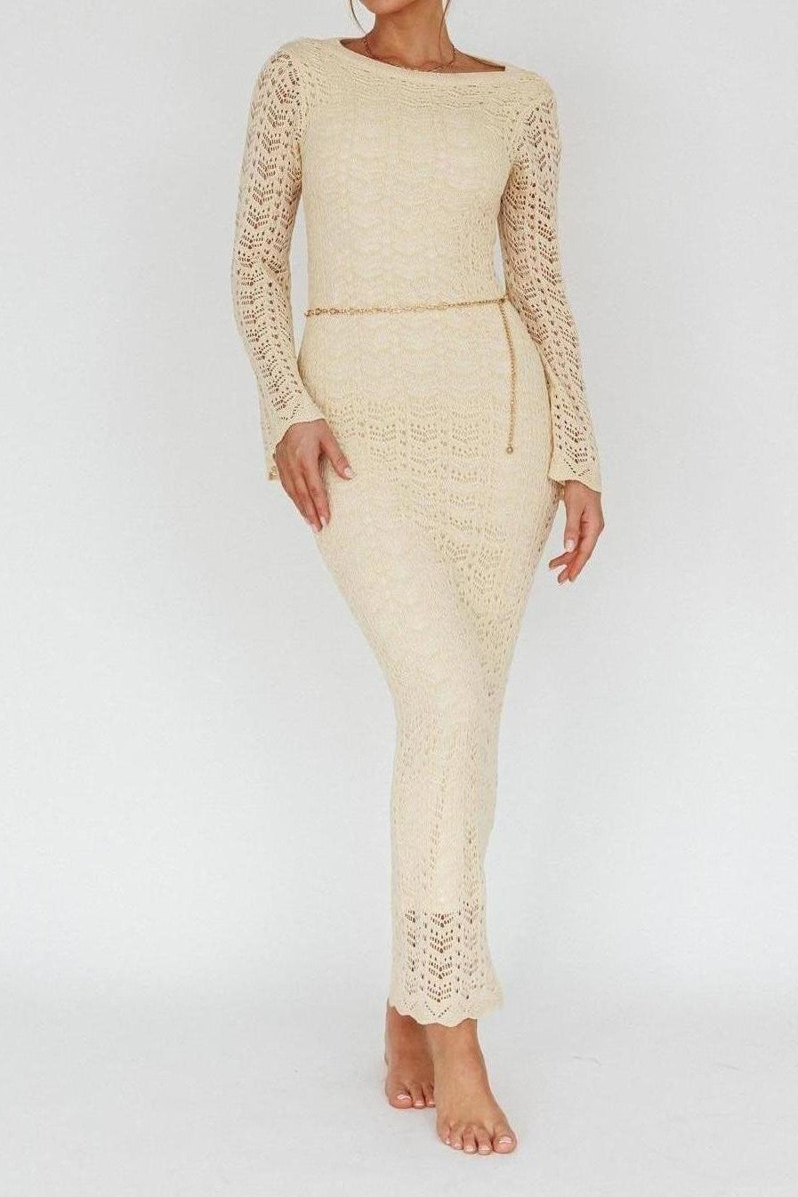 Jazmin Maxi Dress Crochet Cream