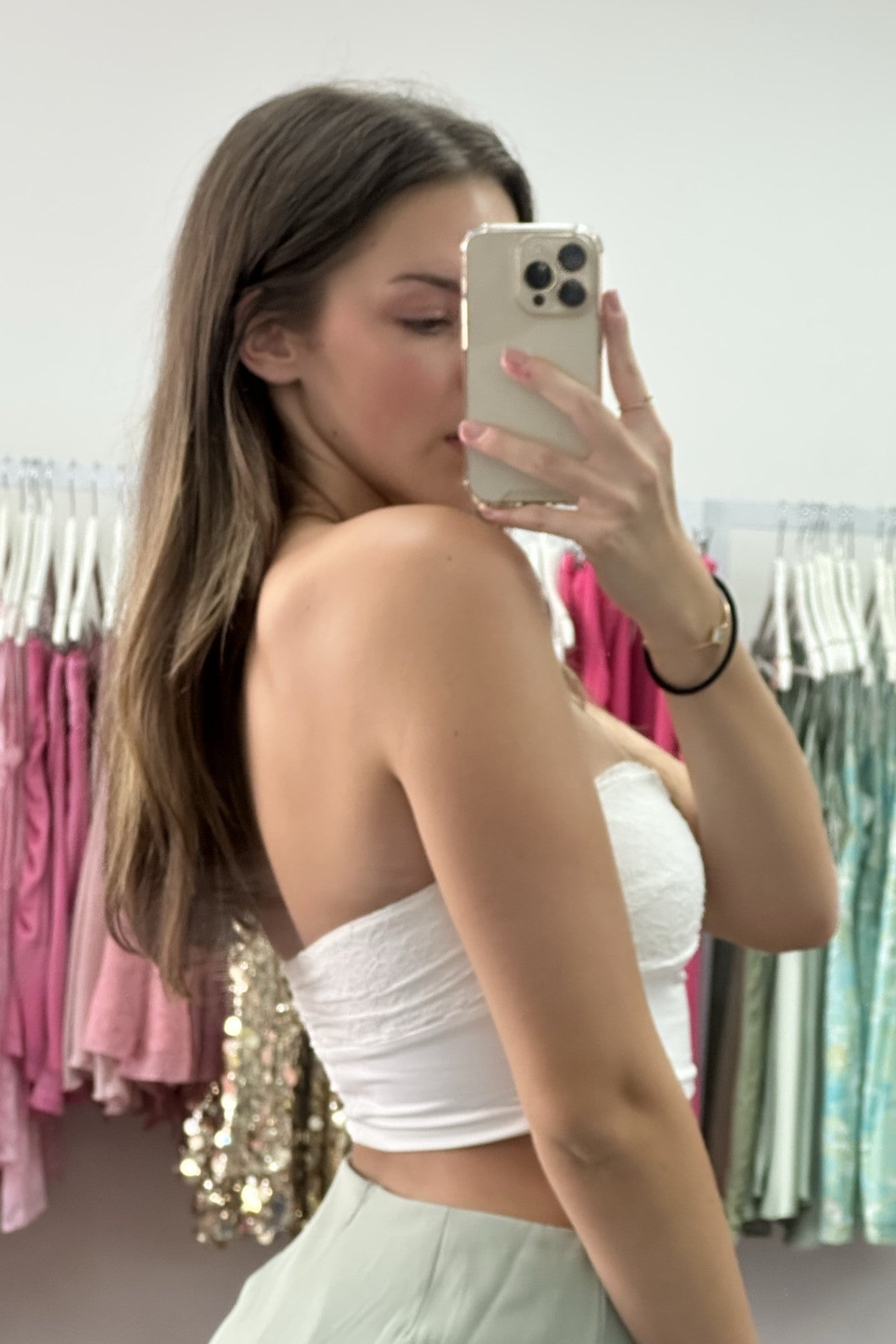 Keira Strapless Lace Top White