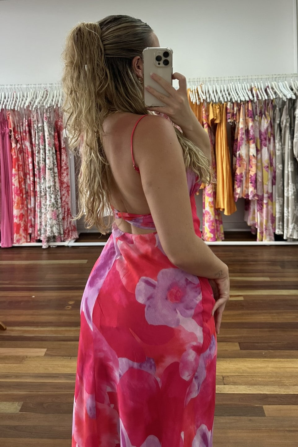 Kyla Shirred Bust Maxi Dress Pink