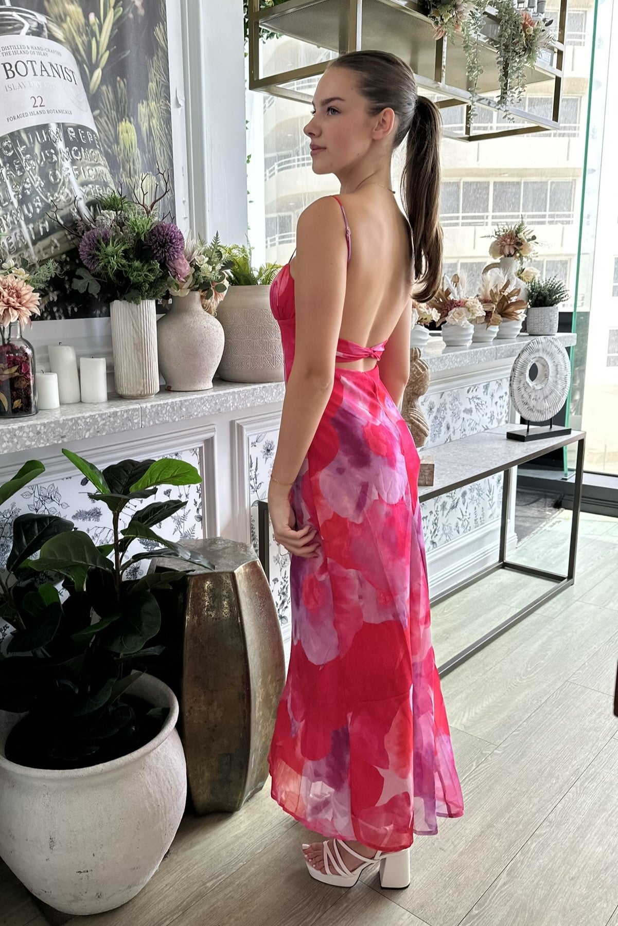 Kyla Shirred Bust Maxi Dress Pink