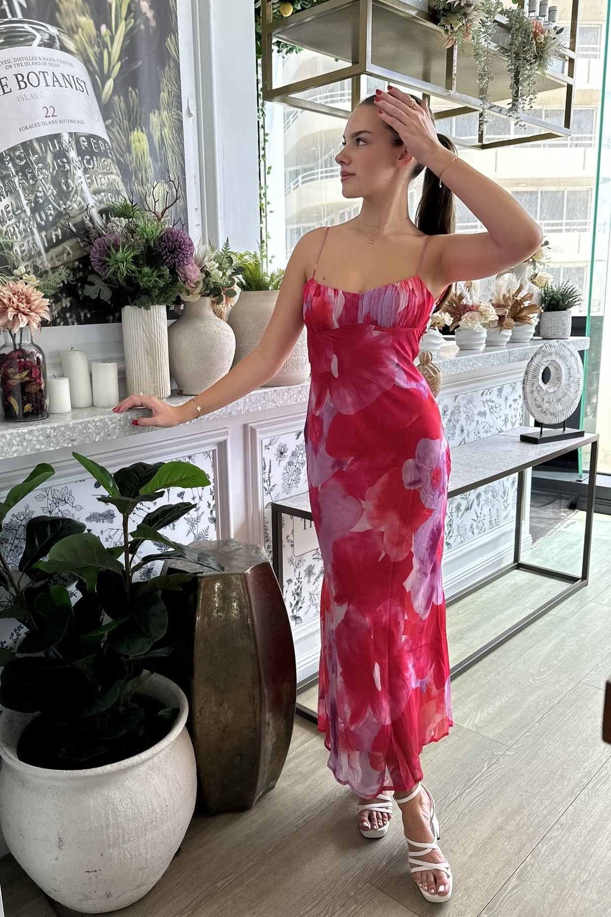 Kyla Shirred Bust Maxi Dress Pink