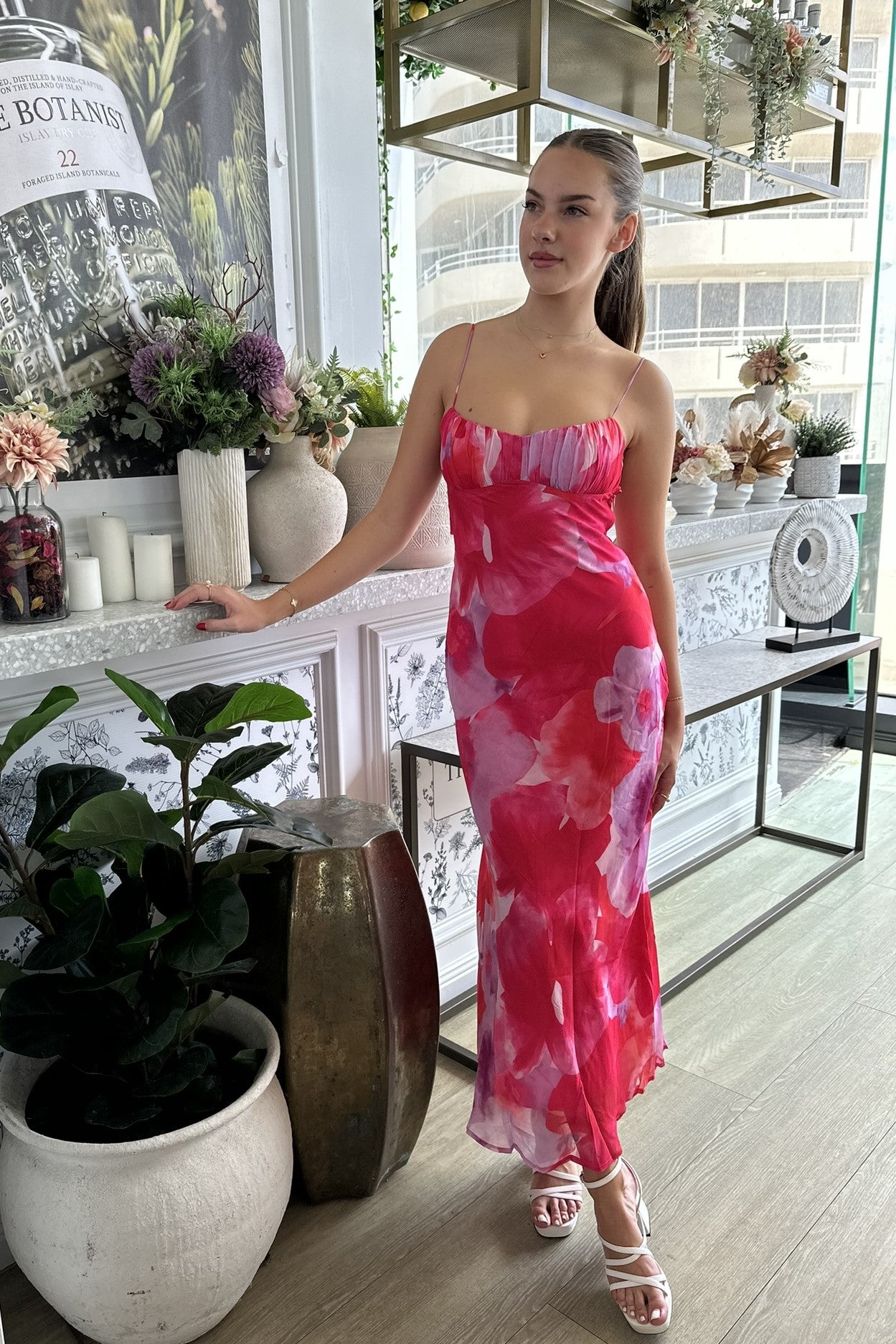 Kyla Shirred Bust Maxi Dress Pink