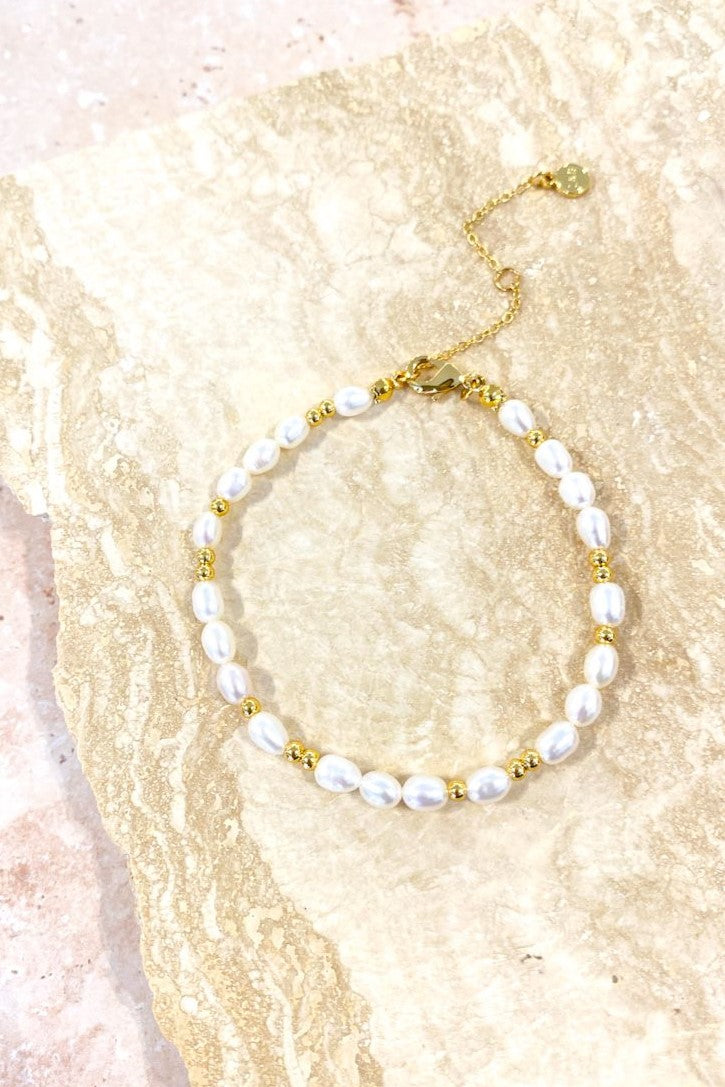 Kenna Pearl Beaded 18K Gold Plated Bracelet