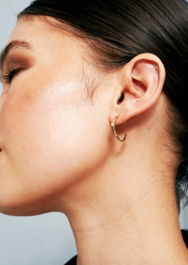 Drew Minimal Diamante 18K Gold Plated Earrings