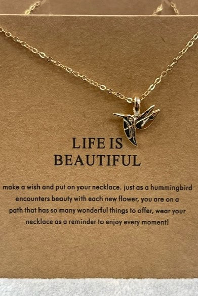 Life Is Beautiful Make A Wish Necklace Hummingbird Gold