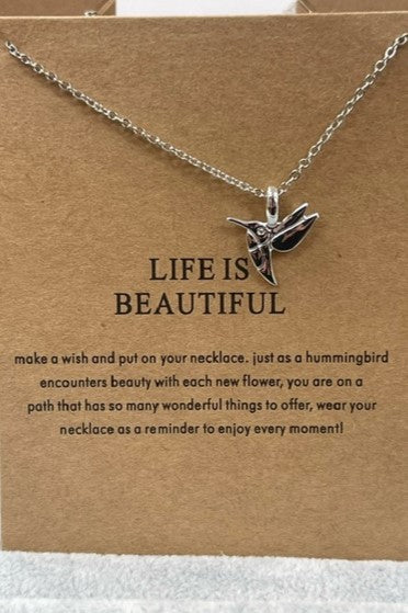 Life Is Beautiful Make A Wish Necklace Hummingbird Sterling Silver