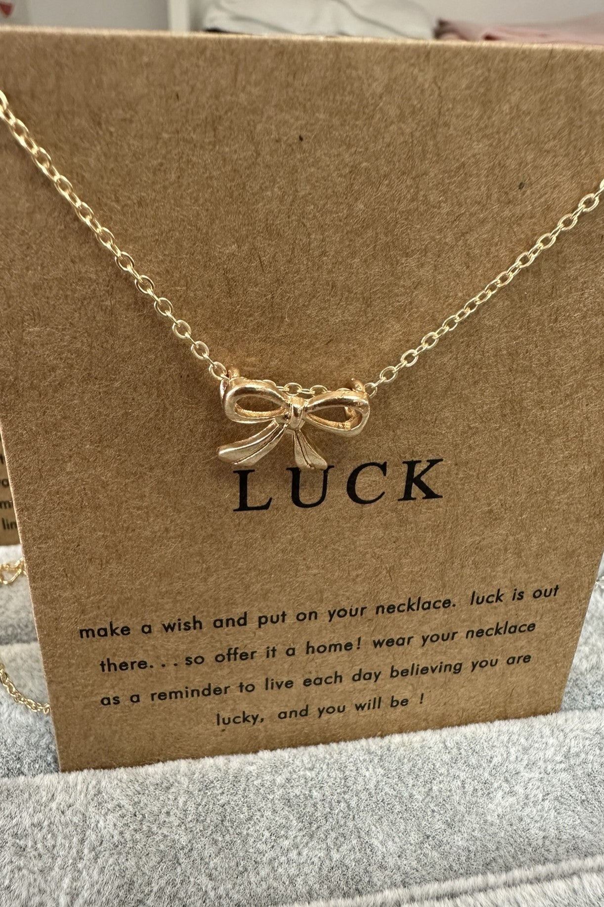 Luck Make A Wish Necklace Bow Gold