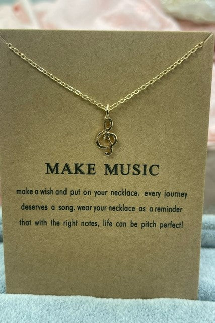 Make Music Make A Wish Necklace Musical Note Gold