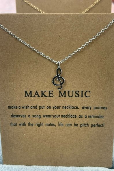 Make Music Make A Wish Necklace Musical Note Sterling Silver