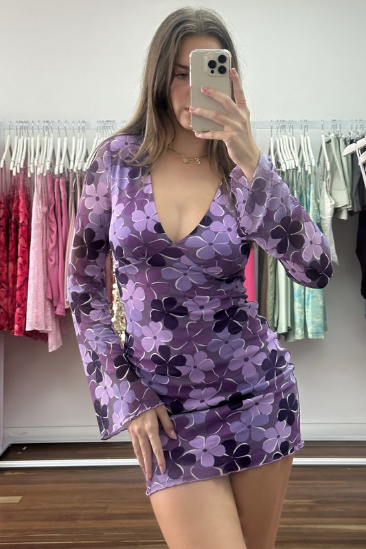 Marlee Mini Dress Mesh Purple