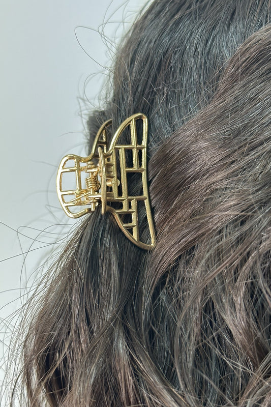 Grid Golden Mini Hair Claw