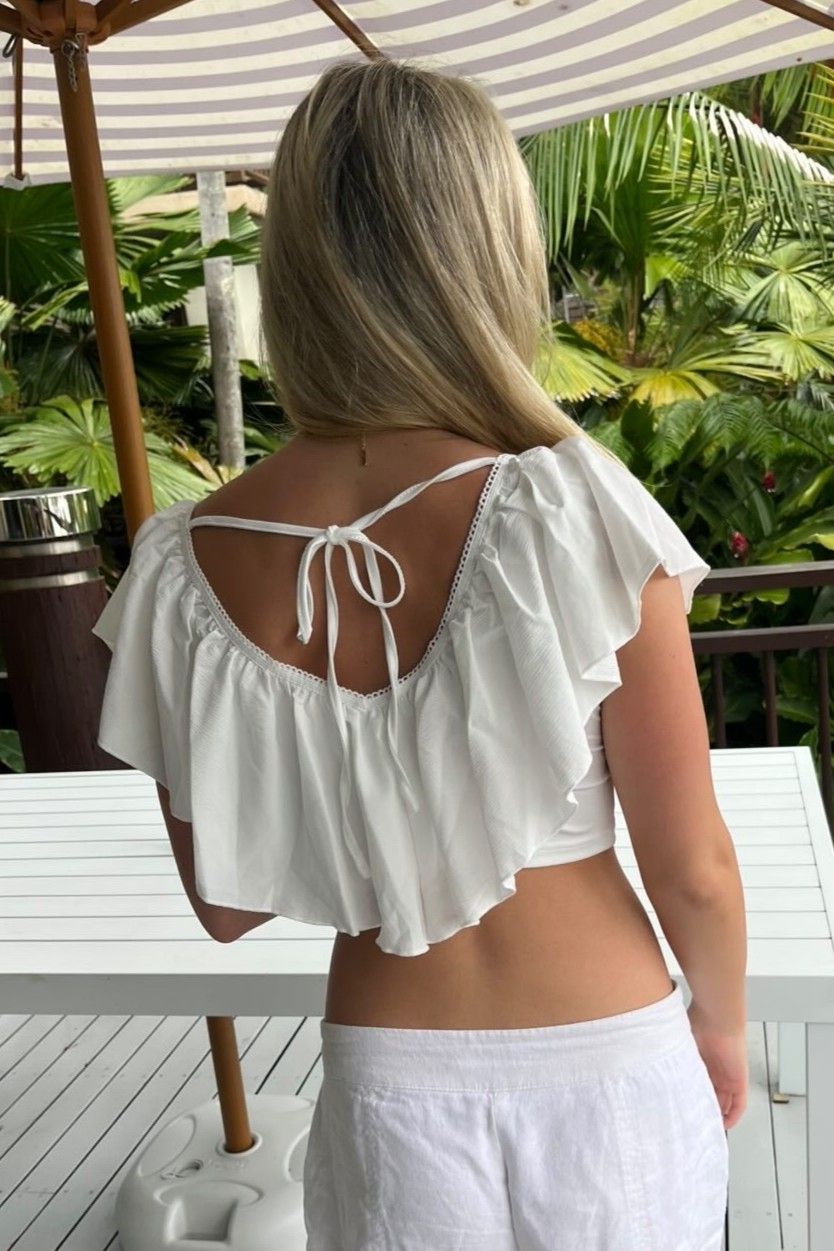 Ophelia Frill Tie Top White