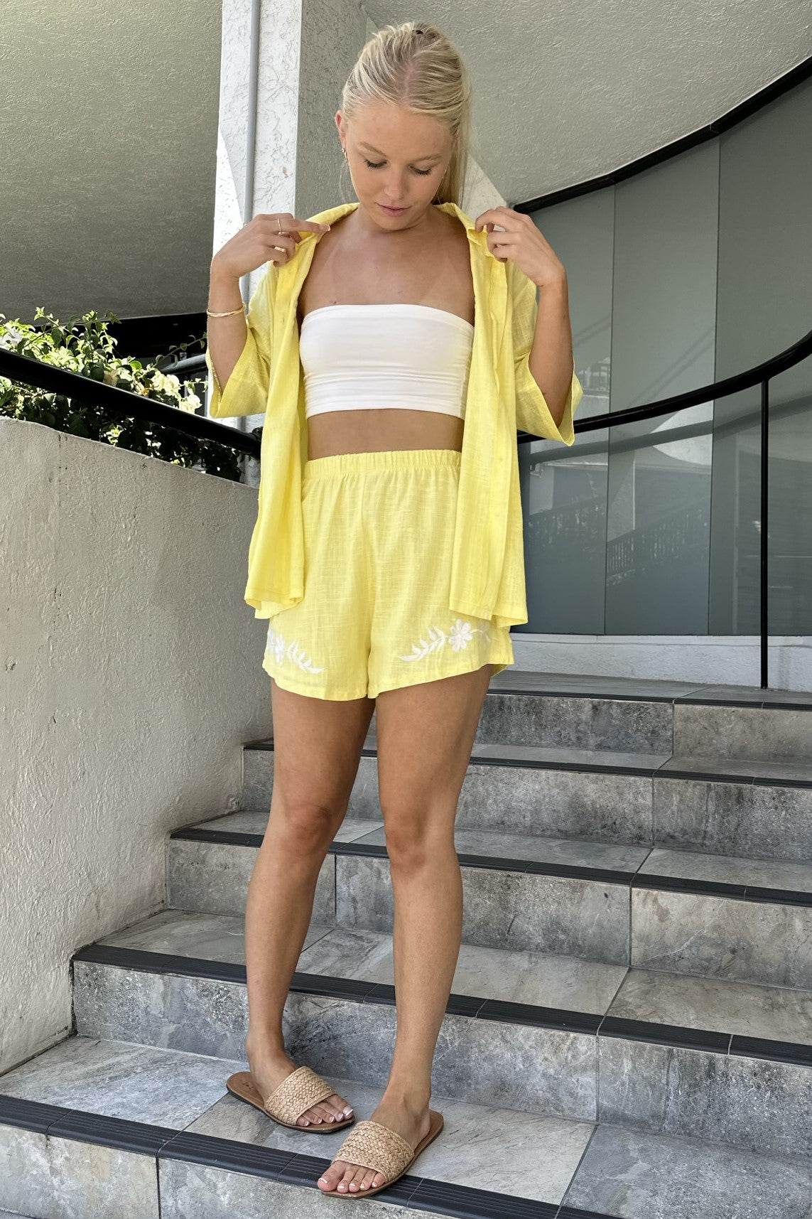 Paloma High Waisted Shorts Yellow