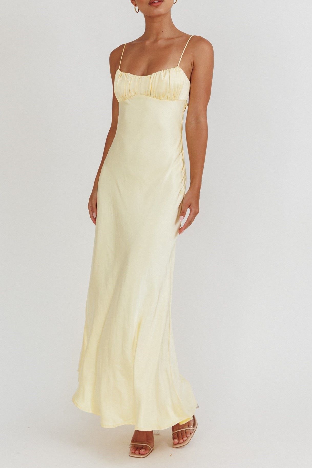 Penelope Shirred Bust Maxi Dress Lemon