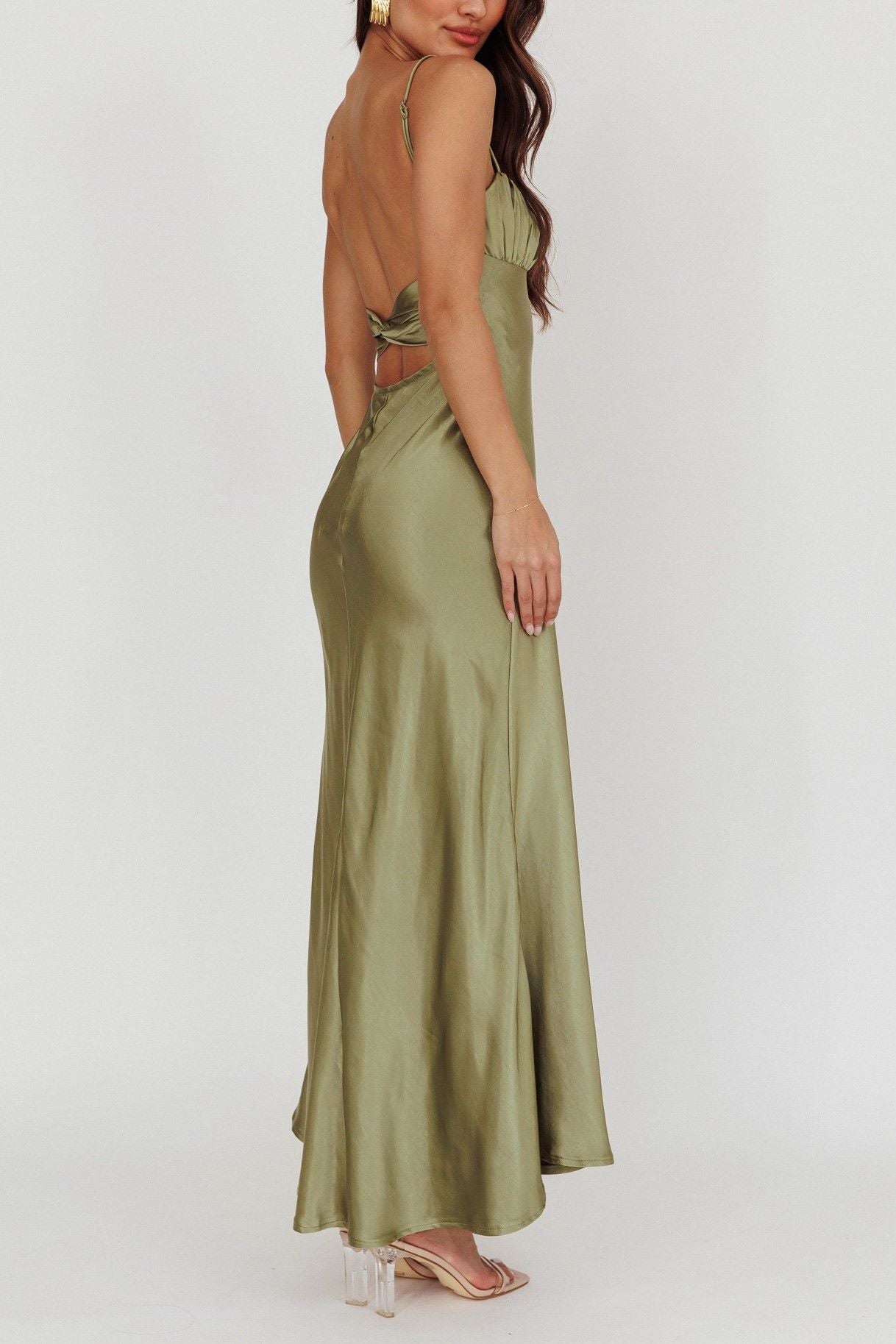 Penelope Shirred Bust Maxi Dress Olive