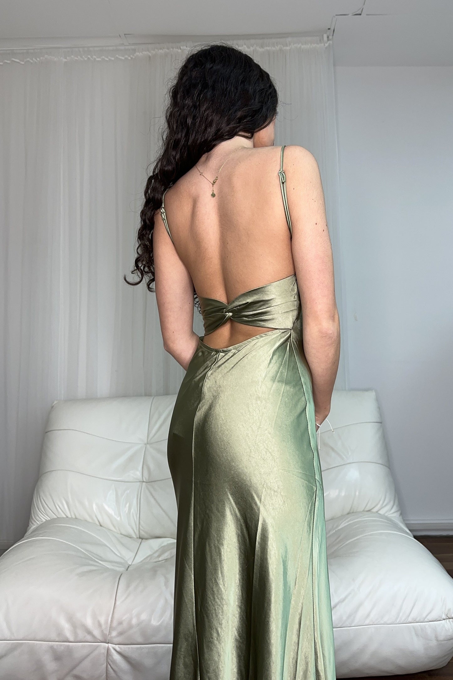 Penelope Shirred Bust Maxi Dress Olive