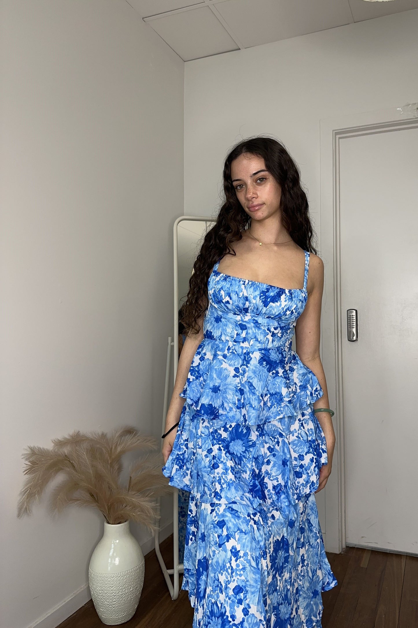 Rachelle Tiered Maxi Floral Spring Blue