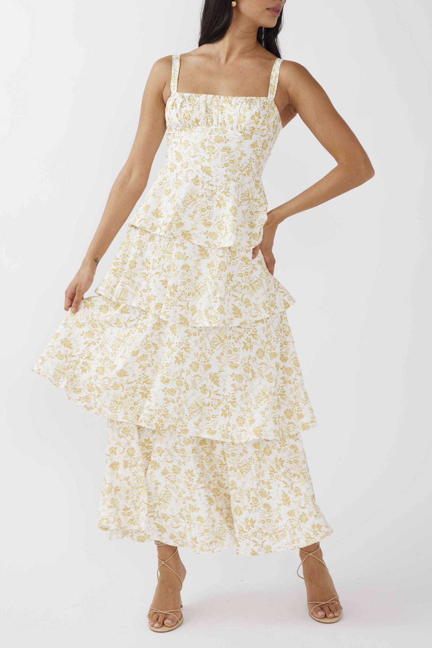 Rachelle Tiered Maxi Floral Yellow