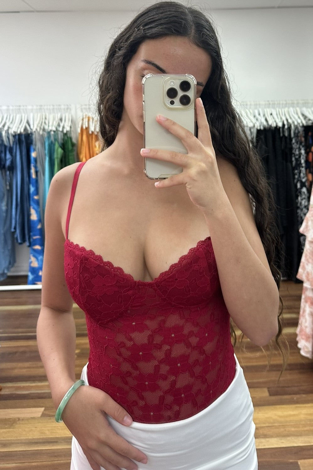 Rosetta Lace Bodysuit Red