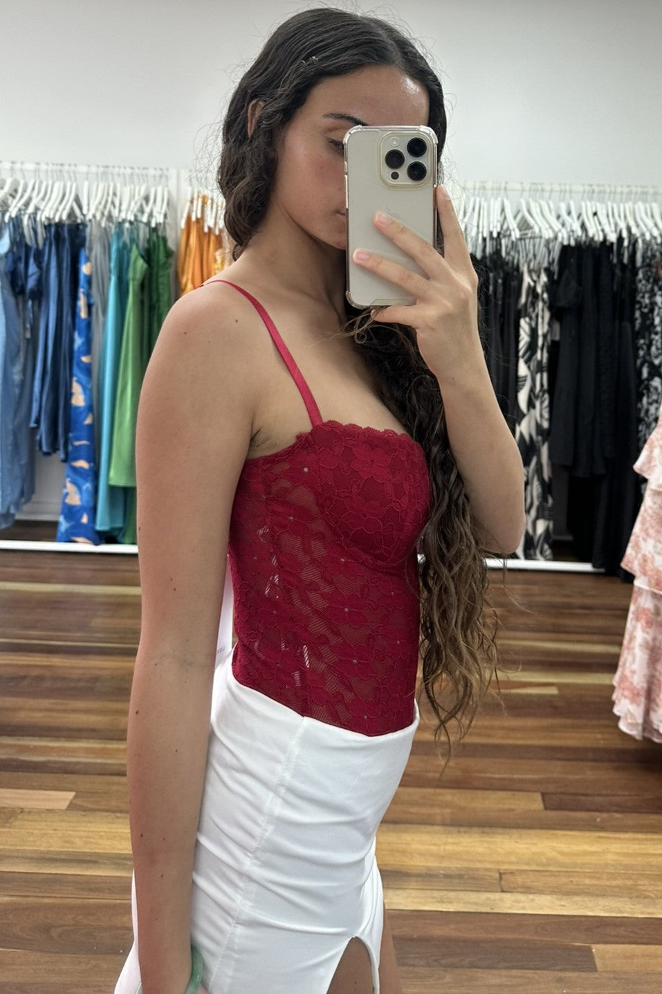 Rosetta Lace Bodysuit Red