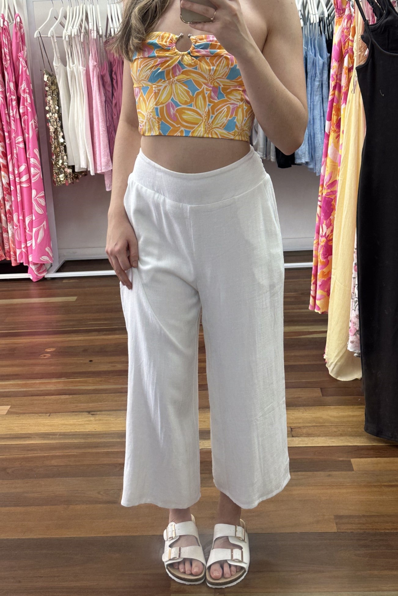 Rosie Wide Leg Linen Pant White