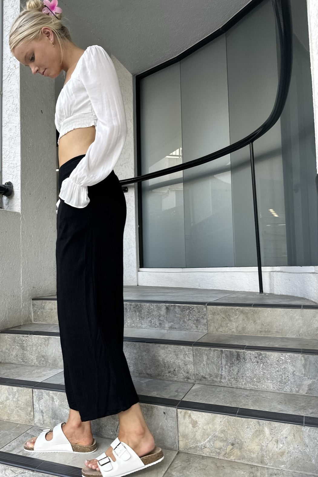 Rosie Wide Leg Linen Pant Black