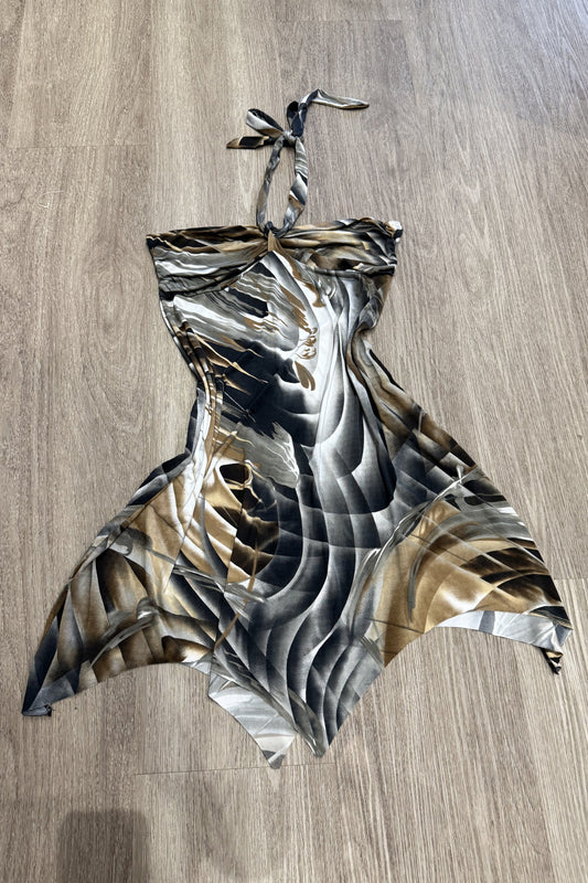 Vintage Swirl Halter Midi Dress