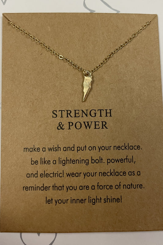 Strength And Power Make A Wish Necklace Lightning Bolt Gold