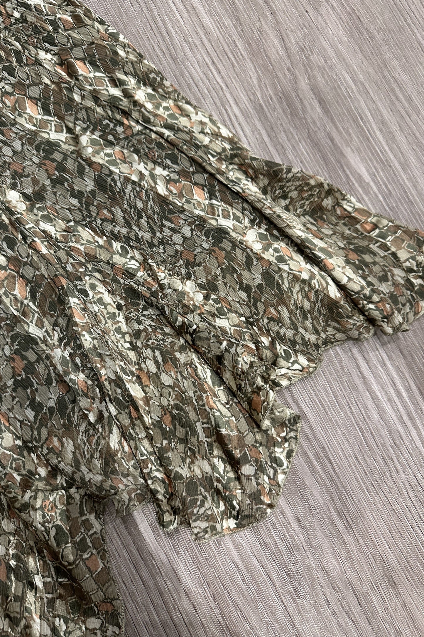 Vintage Anne Klein Colourful Handkerchief-hem Maxi Skirt Green