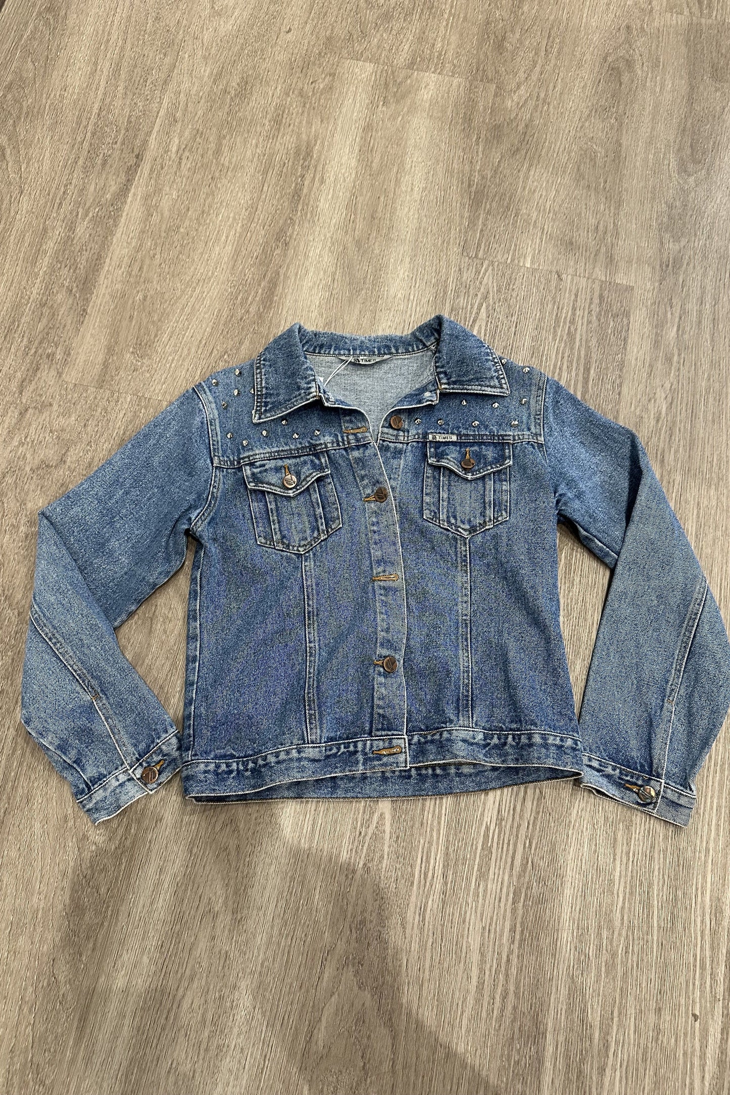 Vintage denim studded button up jacket