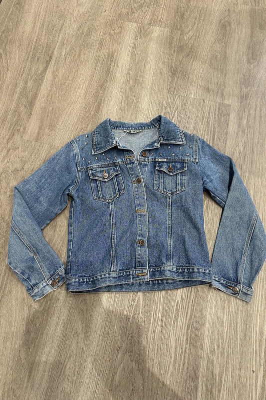 Vintage denim studded button up jacket