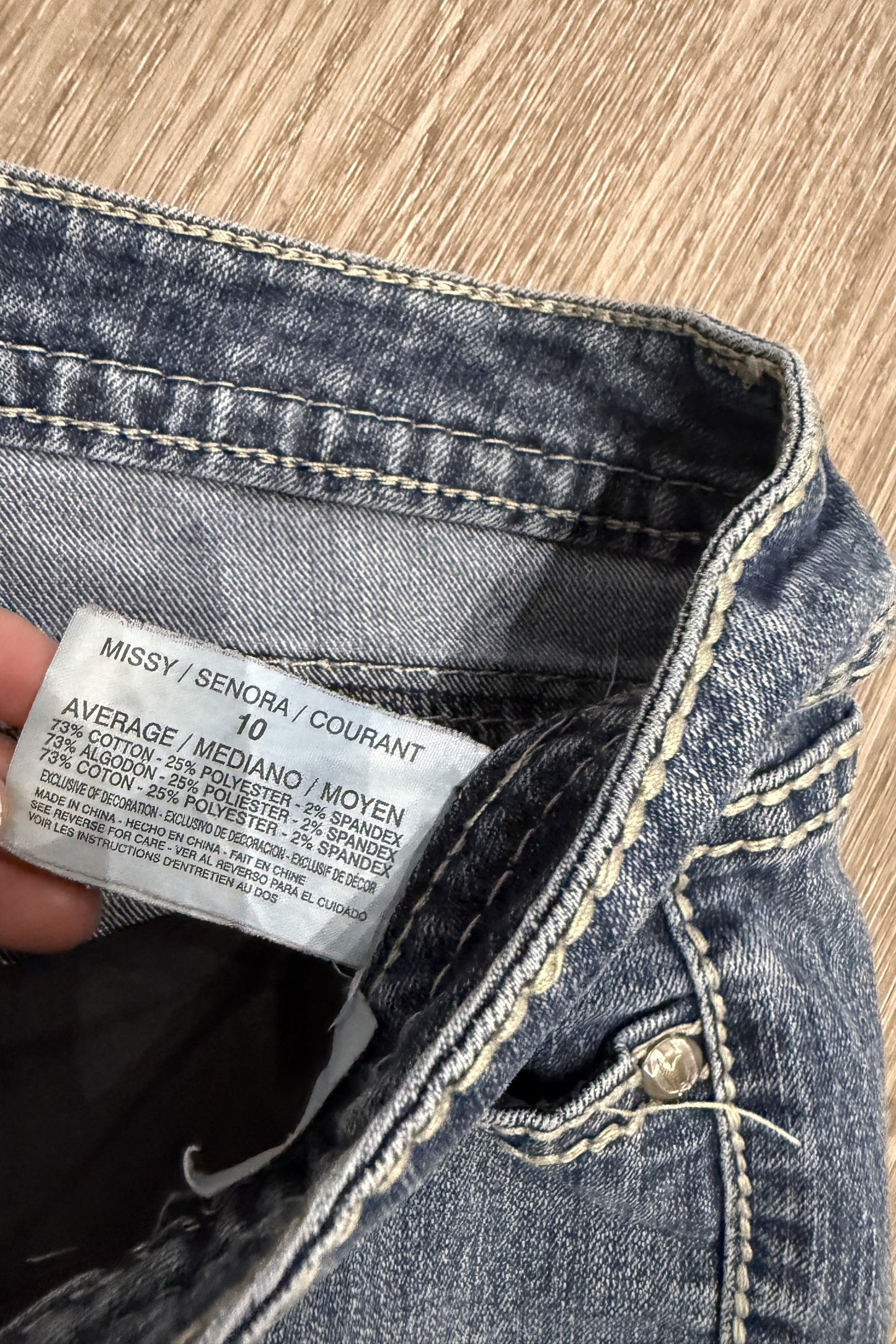Vintage Nine West Embroidered Gem Denim Mini Skirt