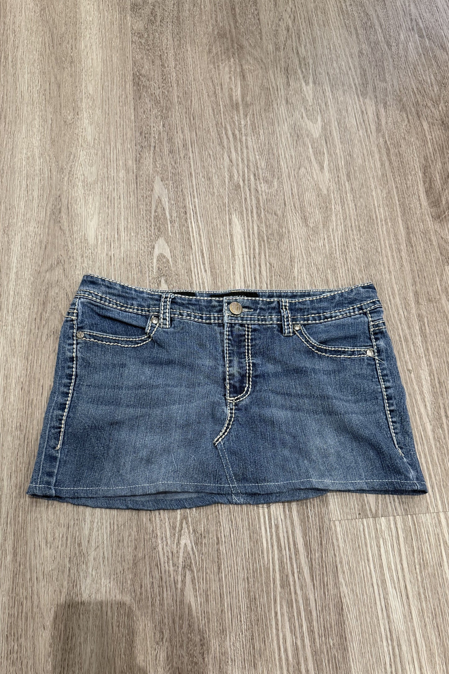 Vintage Nine West Embroidered Gem Denim Mini Skirt