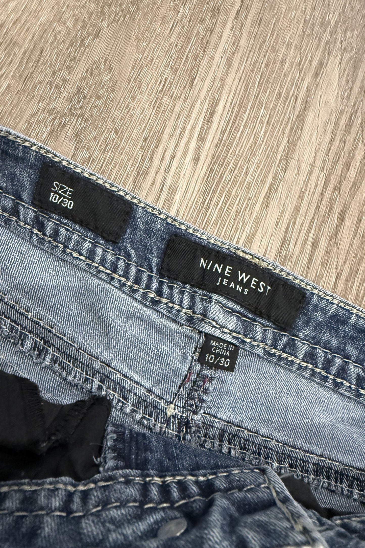 Vintage Nine West Embroidered Gem Denim Mini Skirt