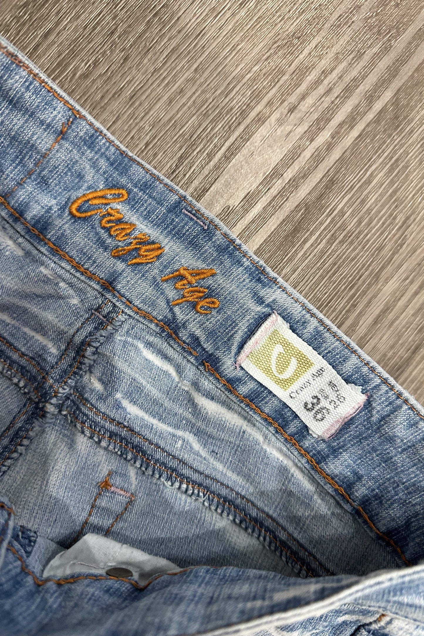 Vintage Low Rise Straight Leg Crazy Age Jeans