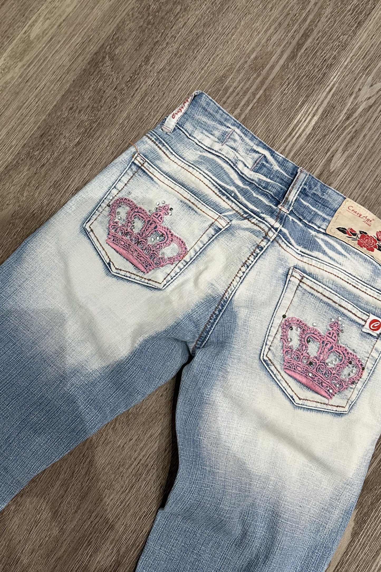 Vintage Low Rise Straight Leg Crazy Age Jeans