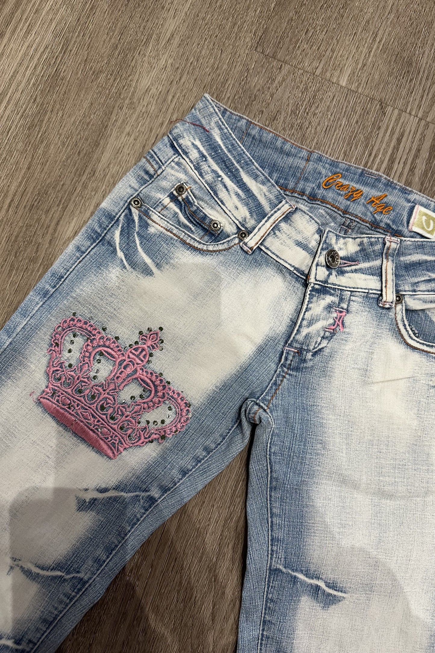 Vintage Low Rise Straight Leg Crazy Age Jeans