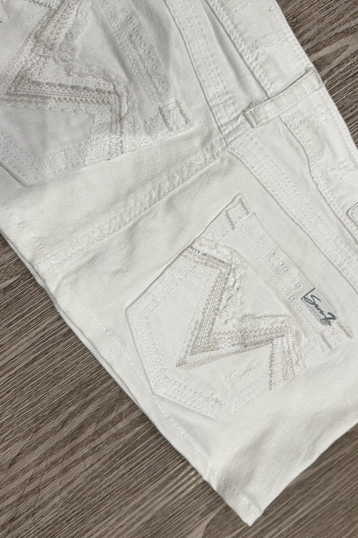 Vintage Seven7 Embroidered Mini Skirt White