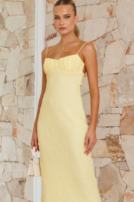 Amber Shirred Bust Maxi Dress Yellow