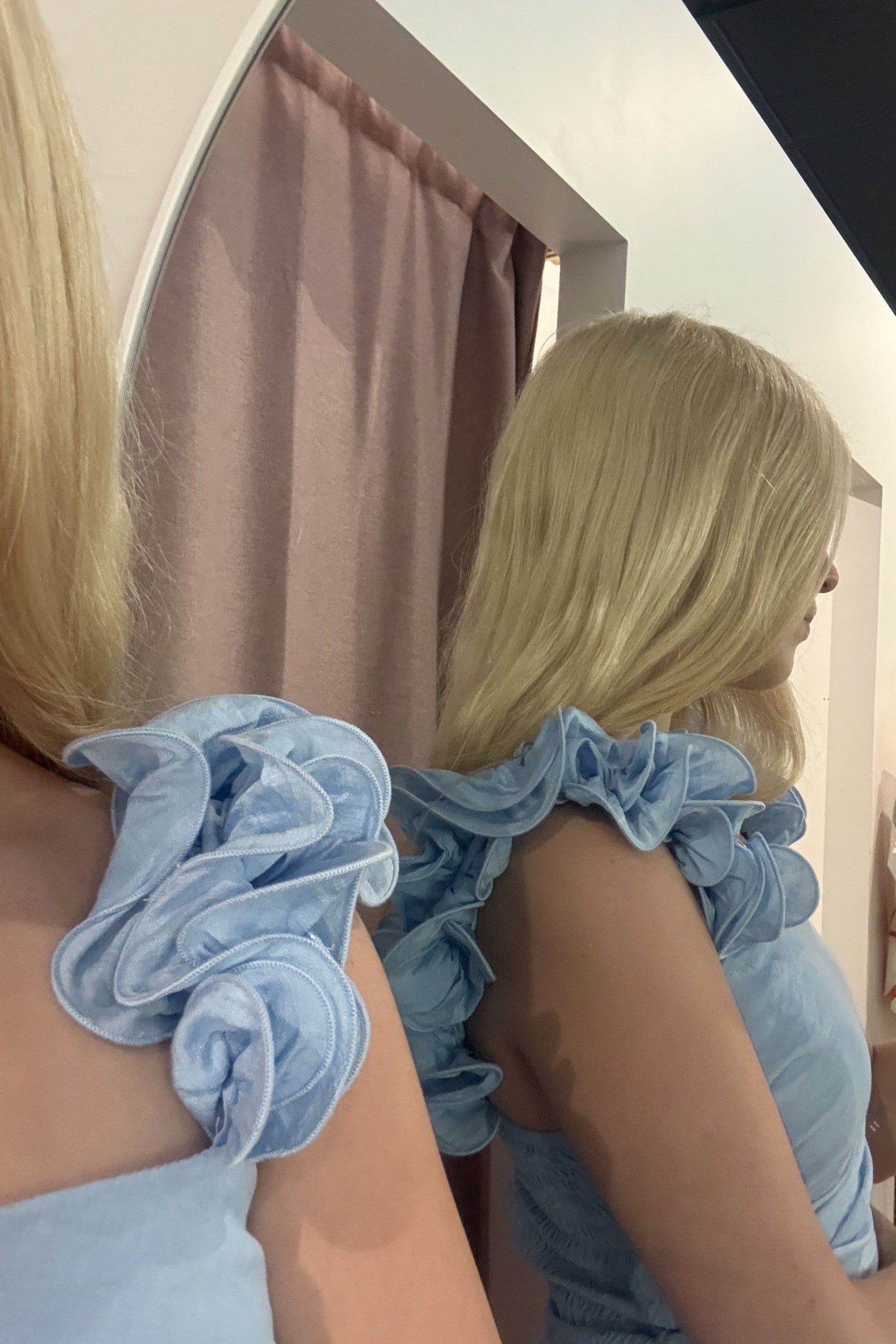 April Flower Sleeve Mini Dress Blue