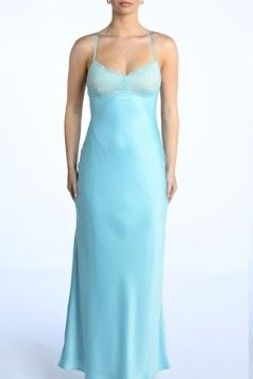 Astrid Lace Bustier Back Detail Satin Maxi Dress Sky Blue