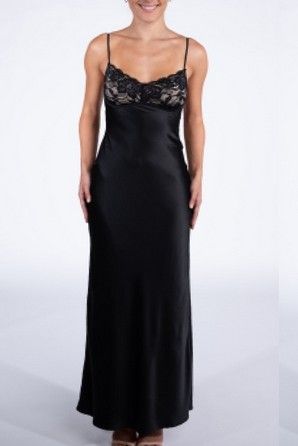 Astrid Lace Bustier Back Detail Satin Maxi Dress Black