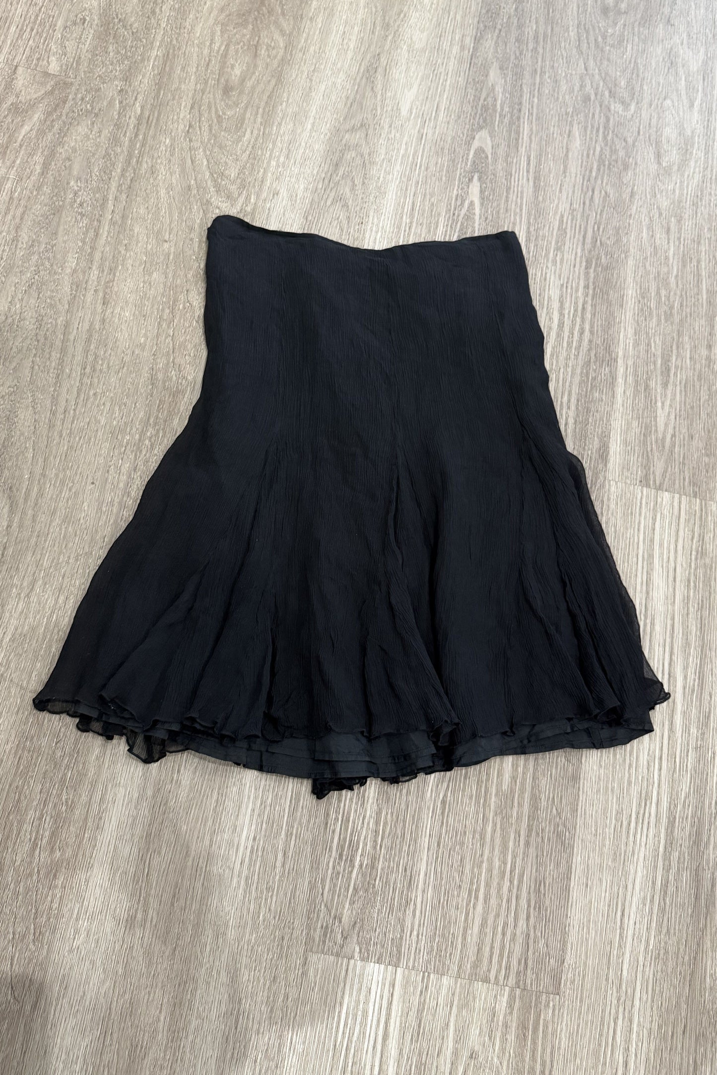 Vintage Handkerchief-hem Midi Skirt Black